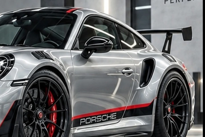 Detal srebrnego Porsche